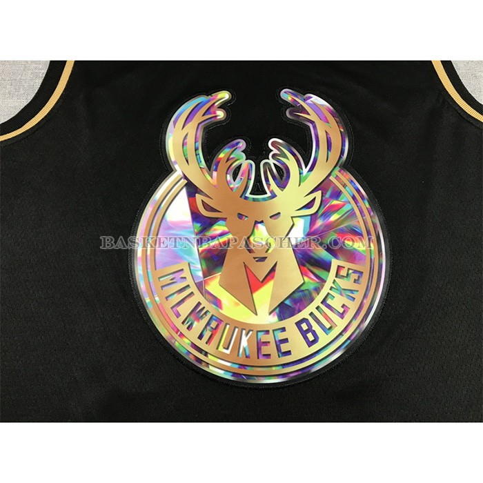 Maillot Golden Edition Milwaukee Bucks Giannis Antetokounmpo NO 34 2021-22 Noir